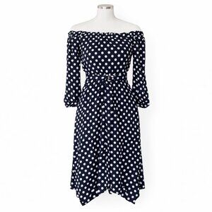 Maeve Anthropologie Gerti Polka Dot Off Shoulder Dress 6 Retro 50s Rockabilly